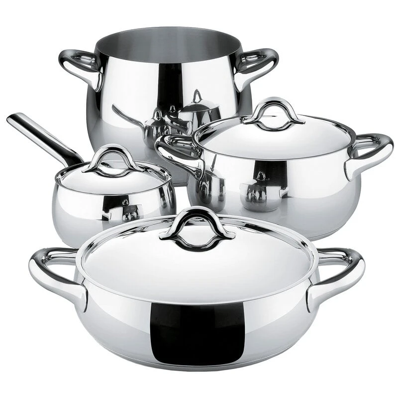 Alessi Mami Kochgeschirr Set, 4 Töpfe Mit 3 Deckeln 3 Alessi Mami Kochgeschirr Set, 4 Töpfe Mit 3 Deckeln