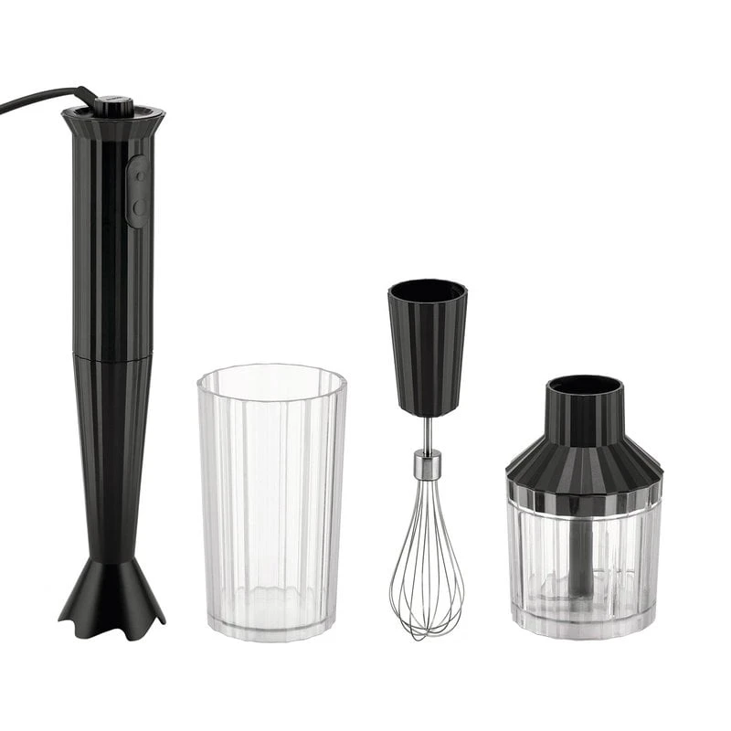 Alessi Plissé Stabmixer Mit Schneebesen Und Zerkleinerer, Schwarz 3 Alessi Plissé Stabmixer Mit Schneebesen Und Zerkleinerer, Schwarz