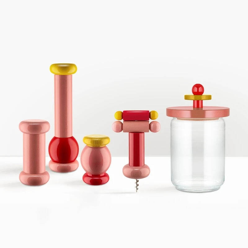 Alessi Sottsass Gewürzmühle, Klein, Rosa – Gelb – Rot 4 Alessi Sottsass Gewürzmühle, Klein, Rosa – Gelb – Rot – Bild 2